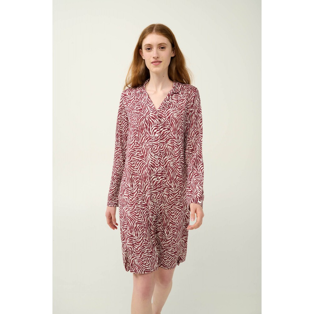 VAMP 23044, Γυναικείο Κουμπωτό Νυχτικό Micromodal, RED WINDSOR
