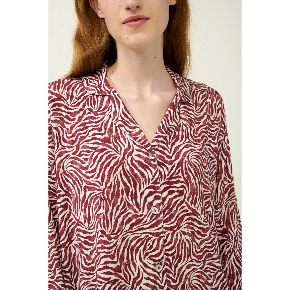 VAMP 23044, Γυναικείο Κουμπωτό Νυχτικό Micromodal, RED WINDSOR