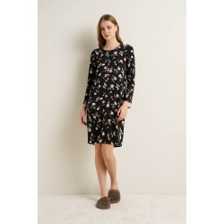 VAMP 25001, Νυχτικό Micromodal Floral με πατιλέτα, ΜΑΥΡΟ