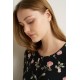 VAMP 25001, Νυχτικό Micromodal Floral με πατιλέτα, ΜΑΥΡΟ