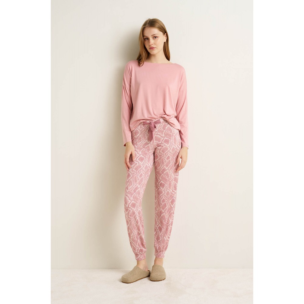 VAMP 25034, Πυζάμα Micromodal με μανσέτες, PINK ZEPHYR