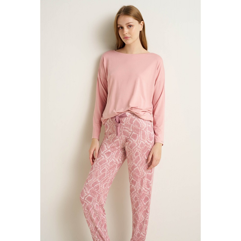 VAMP 25034, Πυζάμα Micromodal με μανσέτες, PINK ZEPHYR