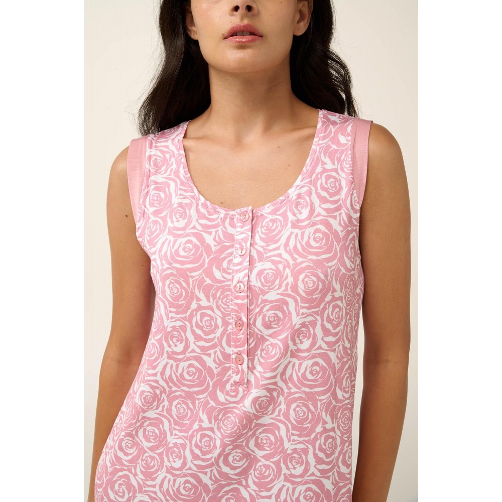 Vamp 22002, Γυναικείο Νυχτικό Micromodal με πατιλέτα, PINK BLUSH