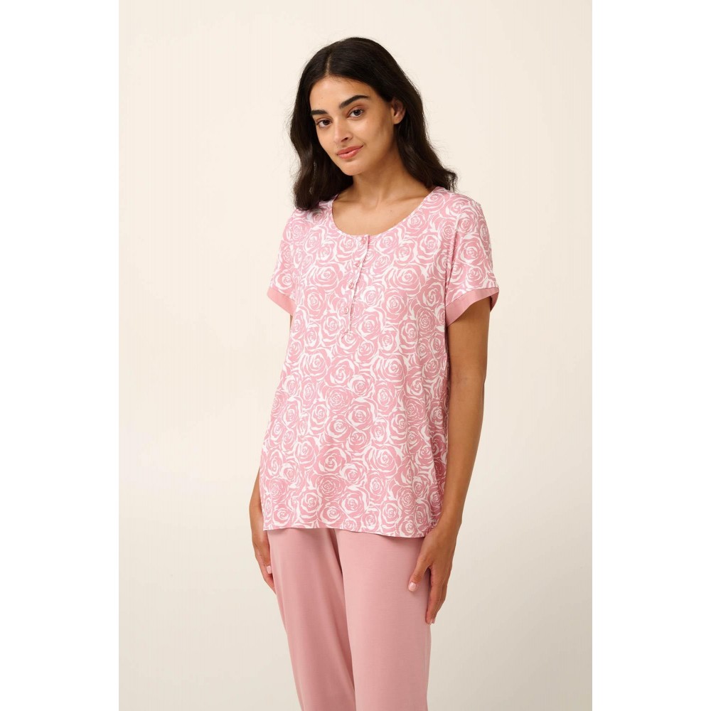 Vamp 22003, Γυναικείο Σετ Πυτζάμες Micromodal με πατιλέτα, PINK BLUSH