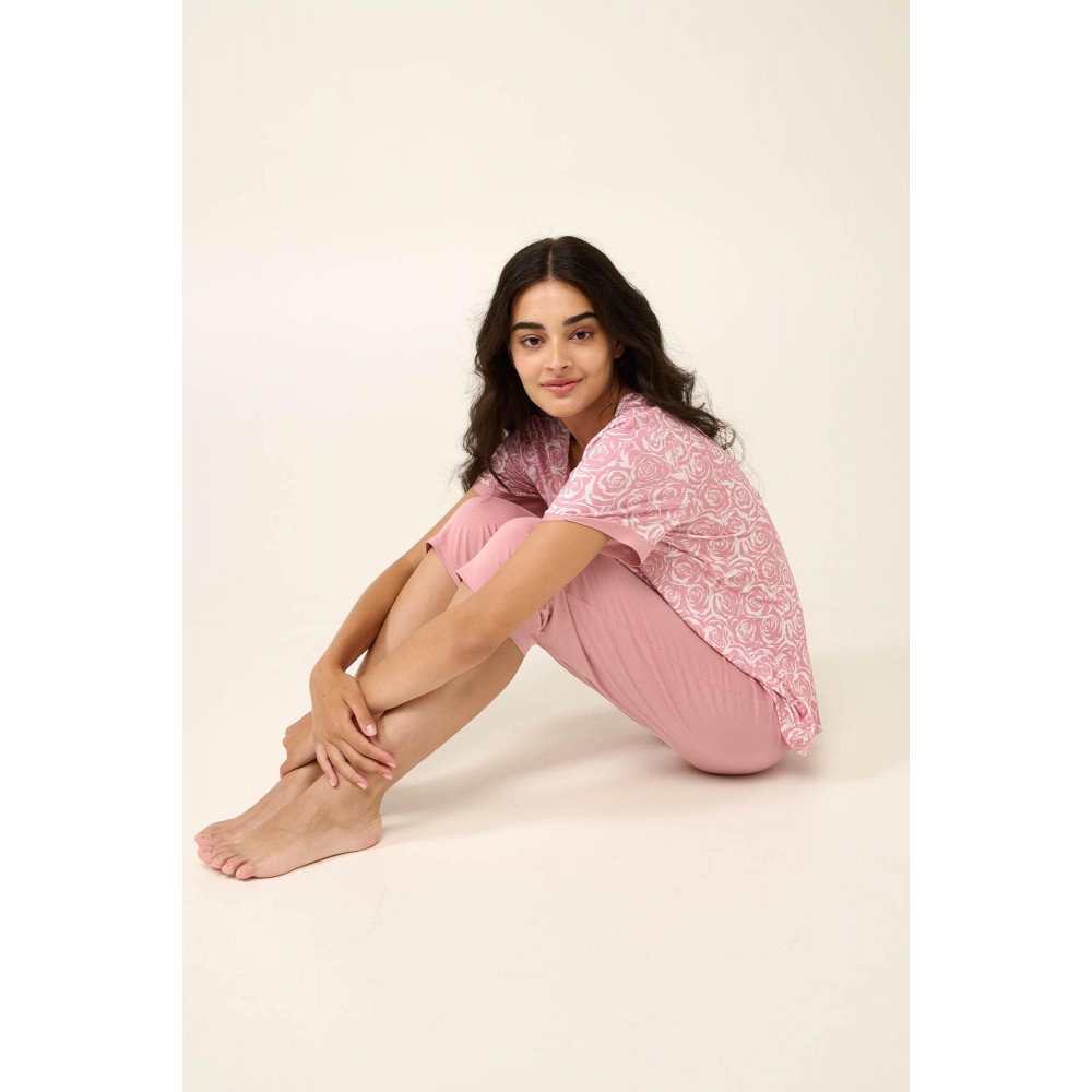 Vamp 22003, Γυναικείο Σετ Πυτζάμες Micromodal με πατιλέτα, PINK BLUSH