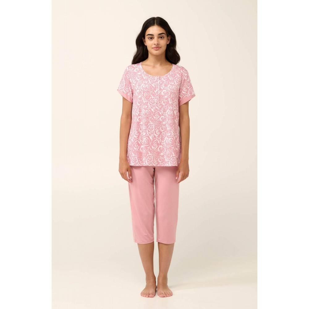 Vamp 22003, Γυναικείο Σετ Πυτζάμες Micromodal με πατιλέτα, PINK BLUSH