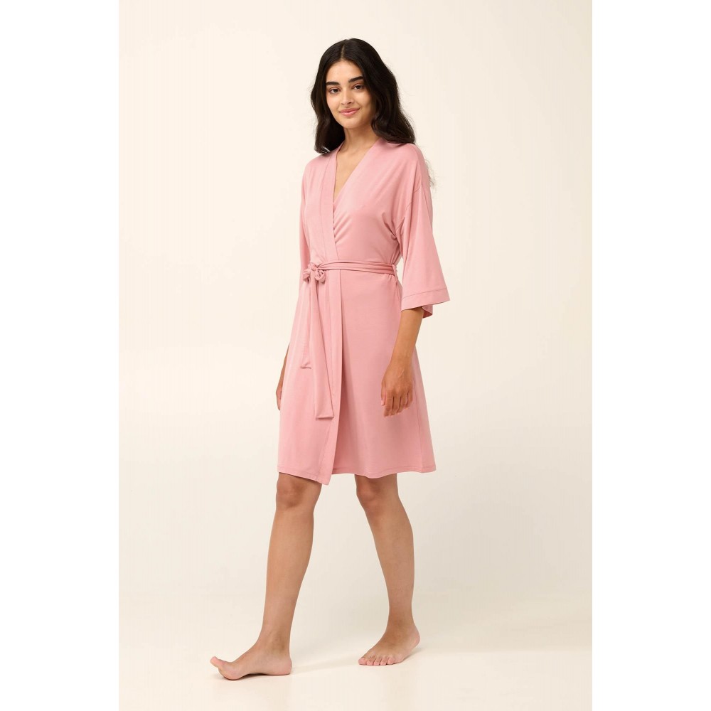 VAMP 22009, Καλοκαιρινή Γυναικεία Ρόμπα Micromodal, PINK BLUSH