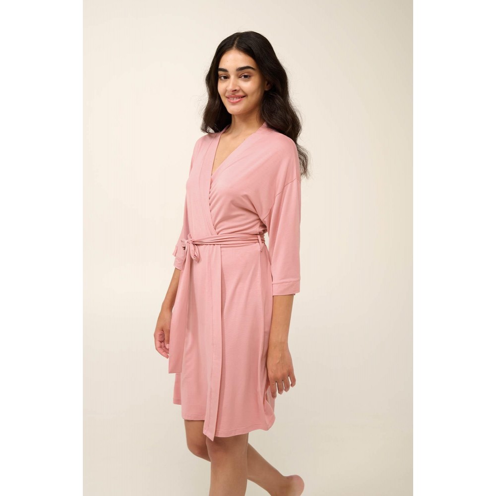 VAMP 22009, Καλοκαιρινή Γυναικεία Ρόμπα Micromodal, PINK BLUSH