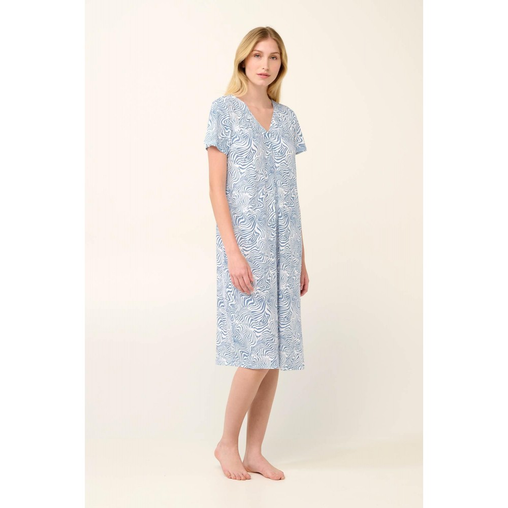 Vamp 22017, Γυναικείο Νυχτικό Micromodal με κουφόπιετα, BLUE SERENE