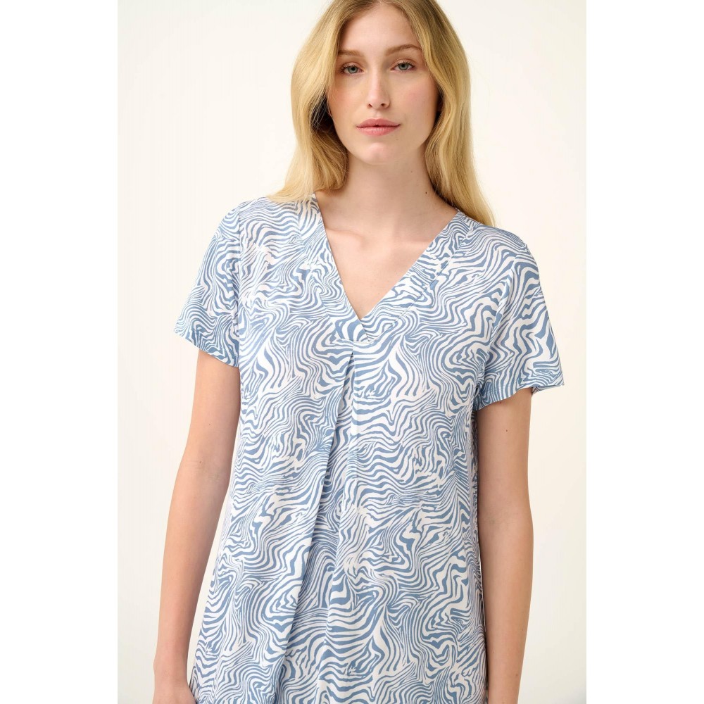 Vamp 22017, Γυναικείο Νυχτικό Micromodal με κουφόπιετα, BLUE SERENE