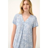 Vamp 22017, Γυναικείο Νυχτικό Micromodal με κουφόπιετα, BLUE SERENE