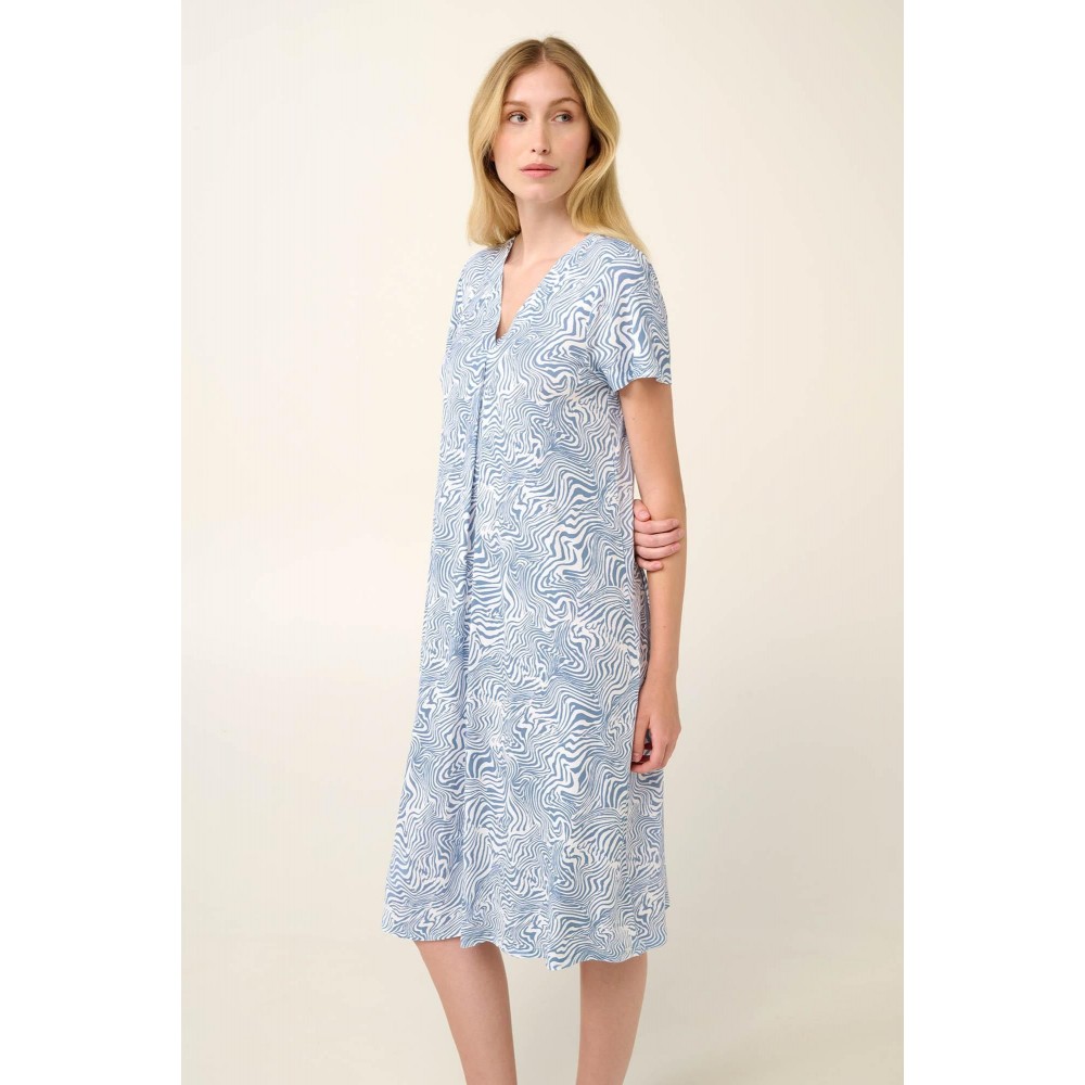 Vamp 22017, Γυναικείο Νυχτικό Micromodal με κουφόπιετα, BLUE SERENE