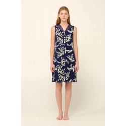 Vamp 22042, Γυναικείο Νυχτικό Micromodal με πατιλέτα και δαντέλα, BLUE CAVERN