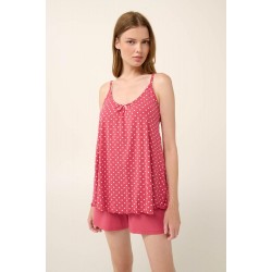 Vamp 22076, Γυναικείο Micromodal Baby Doll Πουά σε χαλαρή γραμμή, ROSE TAUPE