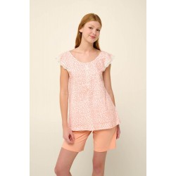 VAMP 22221, Γυναικεία Πυτζάμα Βαμβακερή με κοντό παντελόνι και πατιλέτα, ΣΟΜΟΝ