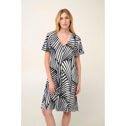 VAMP 22427, Καλοκαιρινό Φόρεμα Ποπλίνα σε σχέδιο ζέβρα, ΜΑΥΡΟ