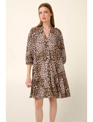 VAMP 22430, Καλοκαιρινό Φόρεμα Βισκόζι με τρουακάρ μανίκι, ANIMAL PRINT