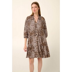 VAMP 22430, Καλοκαιρινό Φόρεμα Βισκόζι με τρουακάρ μανίκι, ANIMAL PRINT