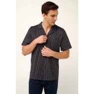 VAMP 22634, Ανδρική Πυτζάμα Κουμπωτή, ΜΠΛΕ ΣΚΟΥΡΟ