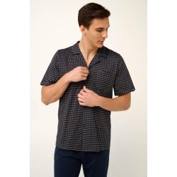 VAMP 22634, Ανδρική Πυτζάμα Κουμπωτή, ΜΠΛΕ ΣΚΟΥΡΟ