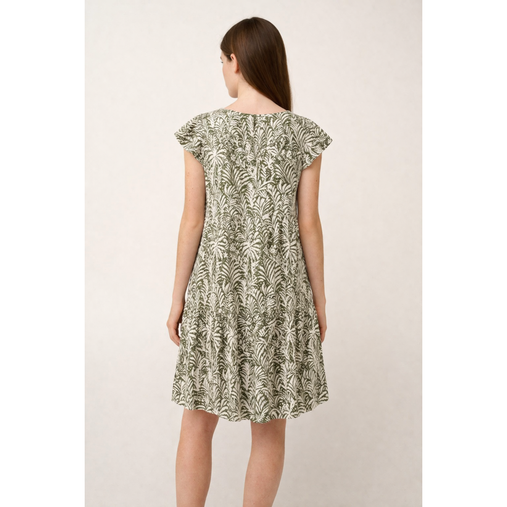 VAMP 24444, Γυναικείο Καλοκαιρινό Φόρεμα Αμπίρ Βισκοζ , GREEN IVY