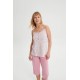 VAMP 70067, Γυναικεία Πυτζάμα με πατιλέτα και βερμούδα, PINK GRAY