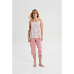 VAMP 70067, Γυναικεία Πυτζάμα με πατιλέτα και βερμούδα, PINK GRAY