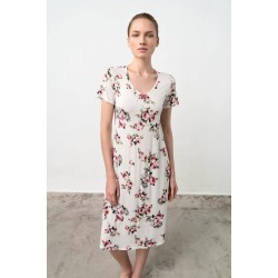 Vamp 18018, Γυναικείο Νυχτικό Κοντό Μανίκι Micromodal, FLORAL