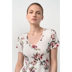 Vamp 18018, Γυναικείο Νυχτικό Κοντό Μανίκι Micromodal, FLORAL