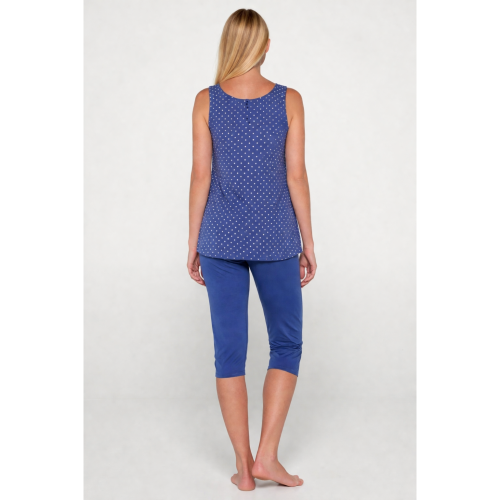 Vamp 20016, Γυναικεία  Πυτζάμα Micromodal με κάπρι παντελόνι, BLUE BOA