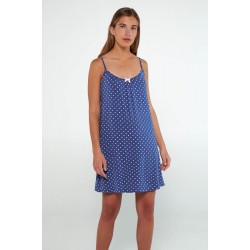 Vamp 20021, Γυναικείο Νυχτικό Micromodal Πουά με τιραντάκι,  BLUE BOA