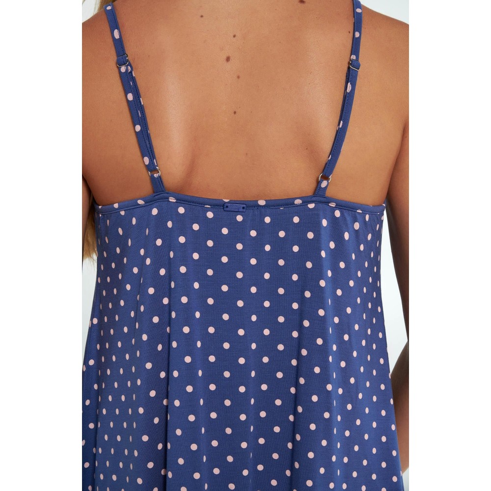 Vamp 20021, Γυναικείο Νυχτικό Micromodal Πουά με τιραντάκι,  BLUE BOA