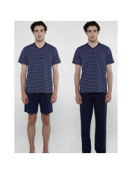 Vamp 20671, Ανδρική Πυτζάμα 3 τεμ. με πατιλέτα, ΜΠΛΕ ΣΚΟΥΡΟ