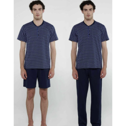 Vamp 20671, Ανδρική Πυτζάμα 3 τεμ. με πατιλέτα, ΜΠΛΕ ΣΚΟΥΡΟ