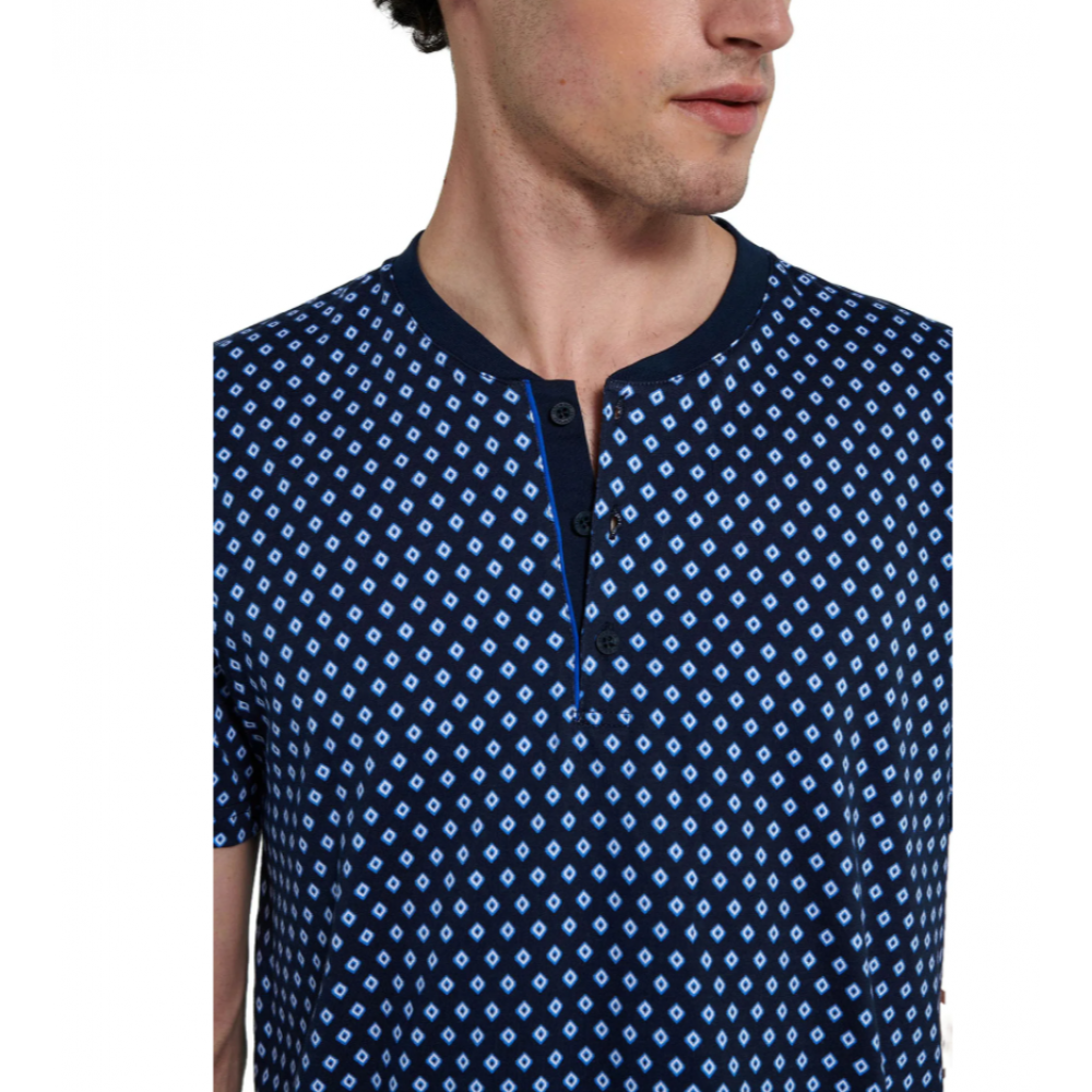 Vamp 20671, Ανδρική Πυτζάμα 3 τεμ. με πατιλέτα, ΜΠΛΕ ΣΚΟΥΡΟ