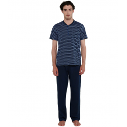 Vamp 20671, Ανδρική Πυτζάμα 3 τεμ. με πατιλέτα, ΜΠΛΕ ΣΚΟΥΡΟ