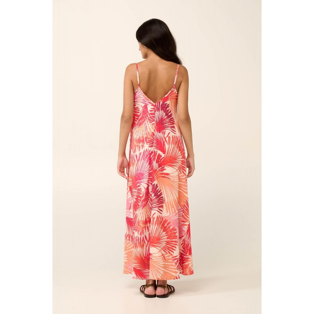 Vamp 22448, Καλοκαιρινό Μακρύ Φόρεμα Βισκόζι, CORAL SUN