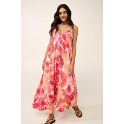 Vamp 22448, Καλοκαιρινό Μακρύ Φόρεμα Βισκόζι, CORAL SUN