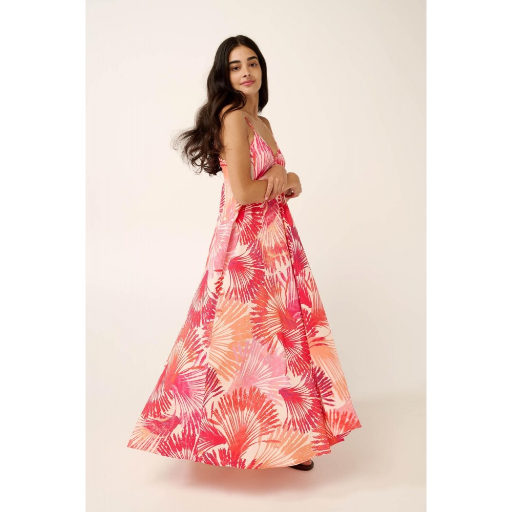Vamp 22448, Καλοκαιρινό Μακρύ Φόρεμα Βισκόζι, CORAL SUN