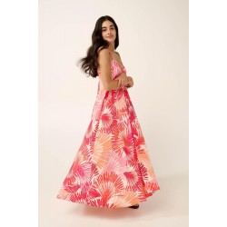 Vamp 22448, Καλοκαιρινό Μακρύ Φόρεμα Βισκόζι, CORAL SUN