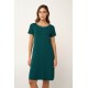 VAMP 24008, Γυναικείο  Νυχτικό Micromodal με μανικάκι και δαντέλα, GREEN TEAL