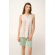 VAMP 24074, Γυναικείο Σετ Πυτζάμα Cotton-Modal με βερμούδα, MINT GRAY