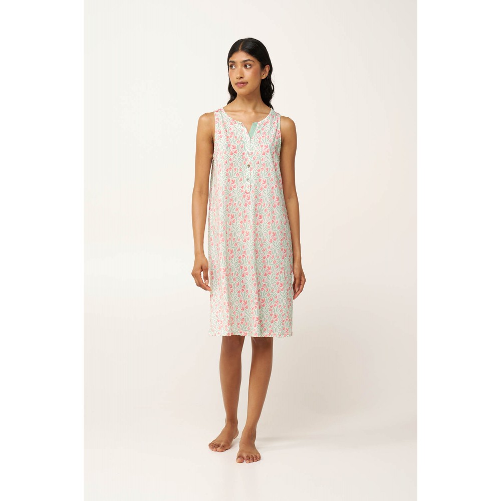 VAMP 24075, Γυναικείο Νυχτικό  Cotton-Modal με πατιλέτα, MINT GRAY