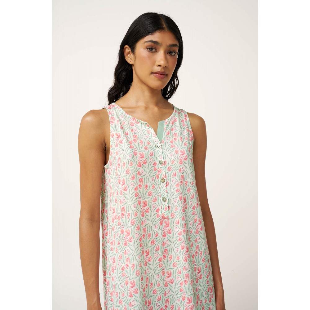 VAMP 24075, Γυναικείο Νυχτικό  Cotton-Modal με πατιλέτα, MINT GRAY