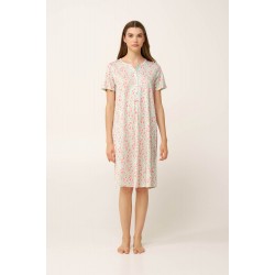 VAMP 24077, Γυναικείο Κλασσικό  Νυχτικό  Cotton-Modal με πατιλέτα, MINT GRAY