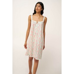 VAMP 24078, Γυναικείο Νυχτικό Cotton-Modal με πατιλέτα και φαρδιά τιράντα, MINT GRAY