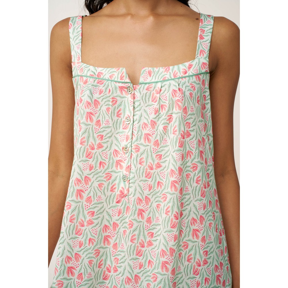 VAMP 24078, Γυναικείο Νυχτικό Cotton-Modal με πατιλέτα και φαρδιά τιράντα, MINT GRAY