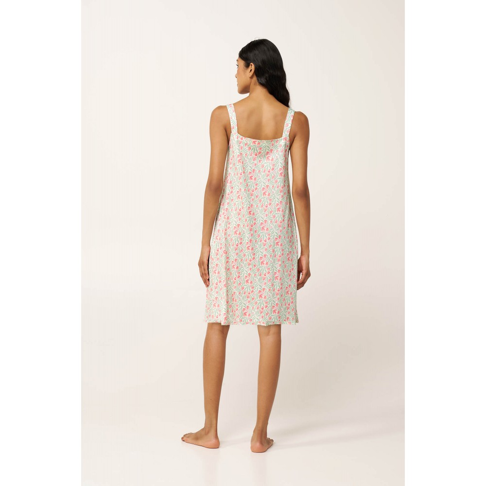 VAMP 24078, Γυναικείο Νυχτικό Cotton-Modal με πατιλέτα και φαρδιά τιράντα, MINT GRAY