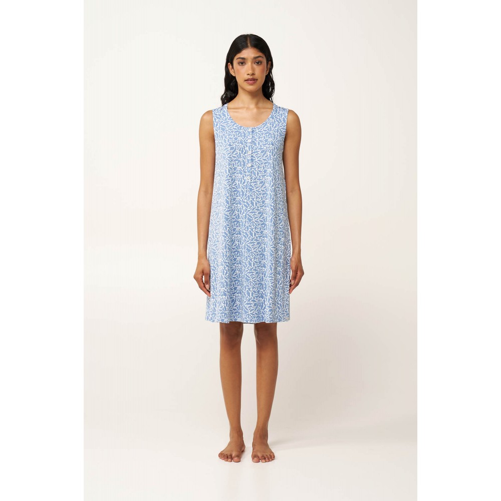 VAMP 24091, Γυναικείο Αμάνικο Νυχτικό Micromodal με πατιλέτα, BLUE RAIN