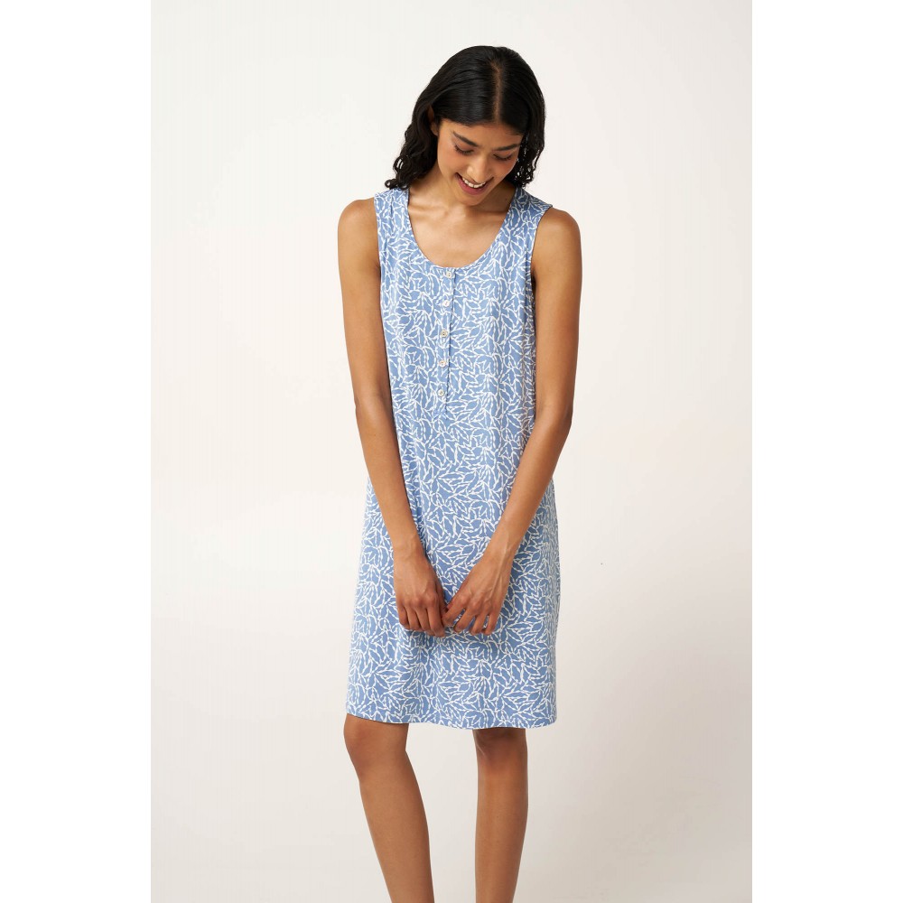 VAMP 24091, Γυναικείο Αμάνικο Νυχτικό Micromodal με πατιλέτα, BLUE RAIN